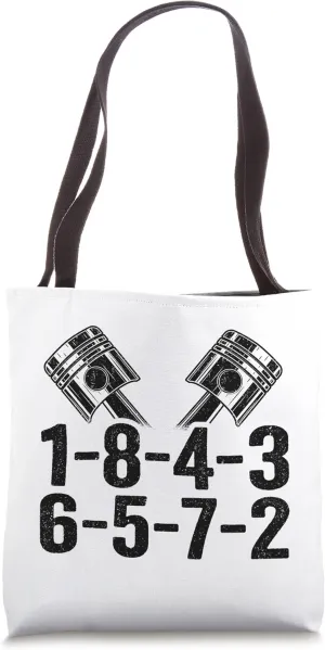 1-8-4-3-6-5-7-2 Firing Order Big Block Race Car Guy Garage Tote Bag