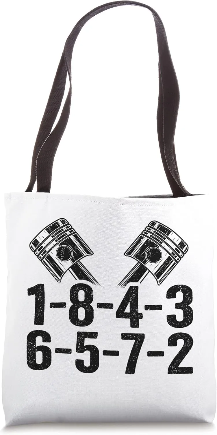 1-8-4-3-6-5-7-2 Firing Order Big Block Race Car Guy Garage Tote Bag