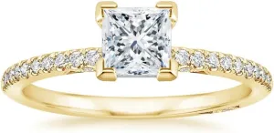 1 CT Princess Cut Colorless Moissanite Engagement Ring Set, Tacori Wedding/Bridal Sets, 925 Sterling Silver, Anniversary Ring Pave Set, Holiday Gift for Women, 10K/14K/18K/22K Gold
