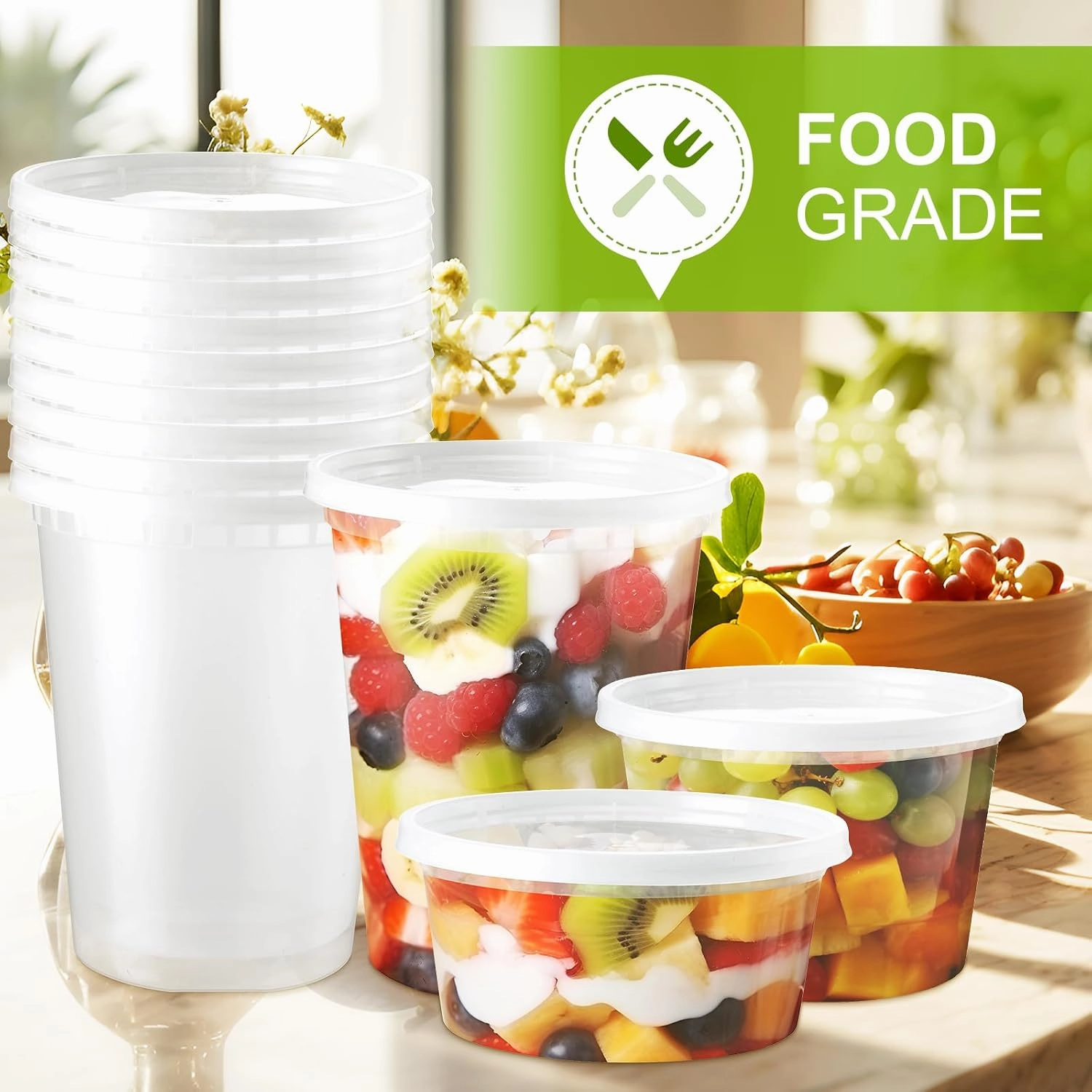 100 Set 8 oz Deli-Containers-with-Lids-Airtight-Plastic-Food-Storage-Containers-with-Lids-Soup-Slime-Overnight-Oat-To-Go-Containers
