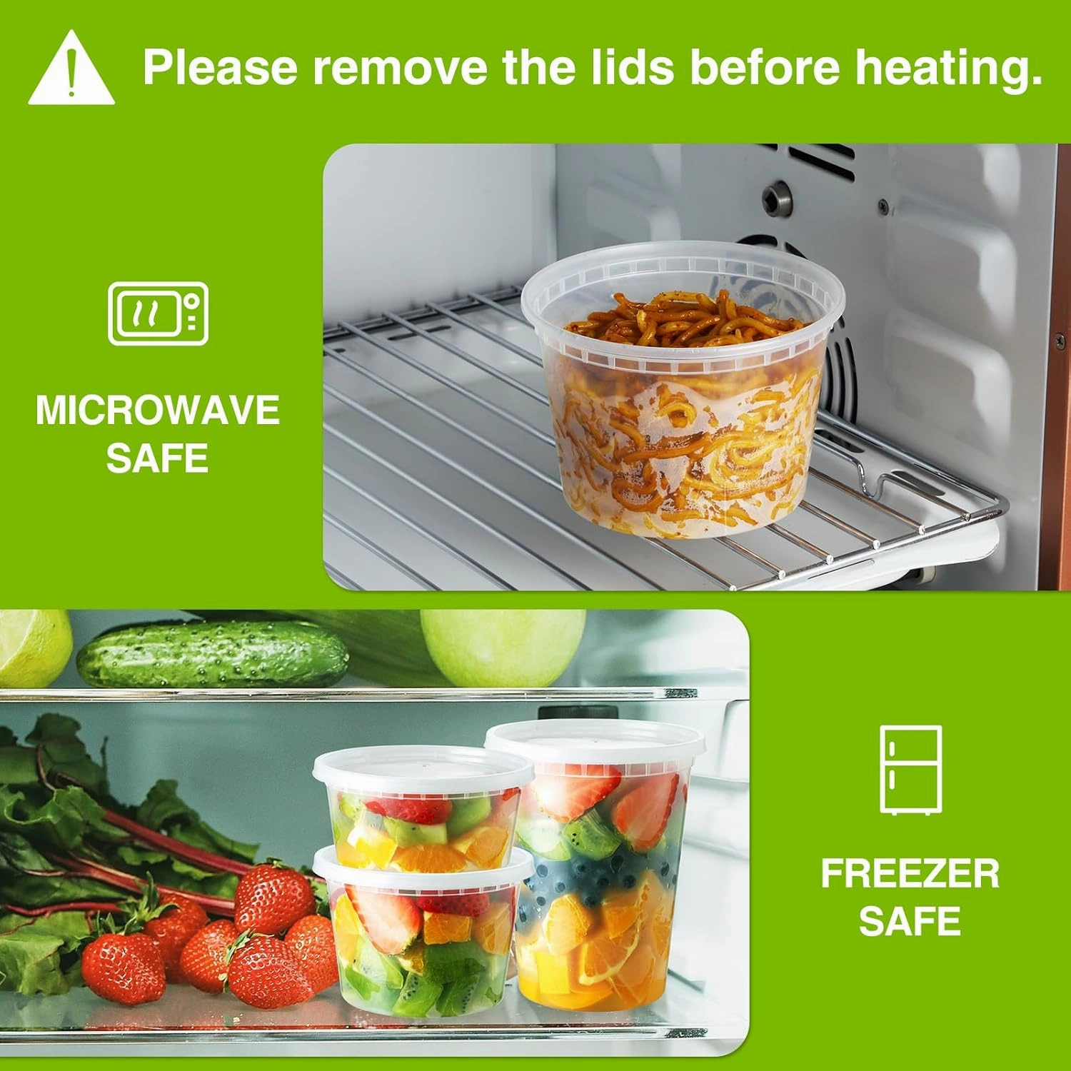 100 Set 8 oz Deli-Containers-with-Lids-Airtight-Plastic-Food-Storage-Containers-with-Lids-Soup-Slime-Overnight-Oat-To-Go-Containers