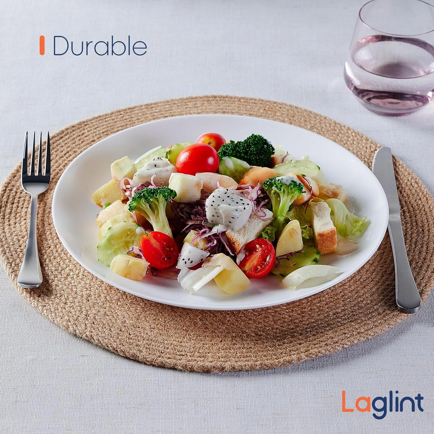 10.5 inch Dinner Plate Set of 6, Lightweight Round Opal Glass White Dinnerware Plates, Dishwasher and Microwave Safe