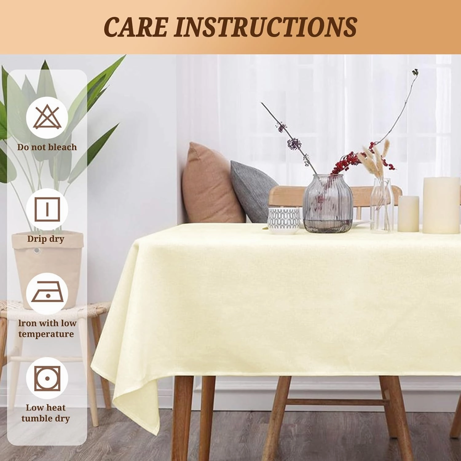 10 Pack 60 x 126 Inch Rectangle Tablecloth, Beige Tablecloth for 8 Feet Rectangle Tables, Stain and Wrinkle Resistant Washable Fabric Table Cloth for Wedding Dining Table Buffet Parties Camping