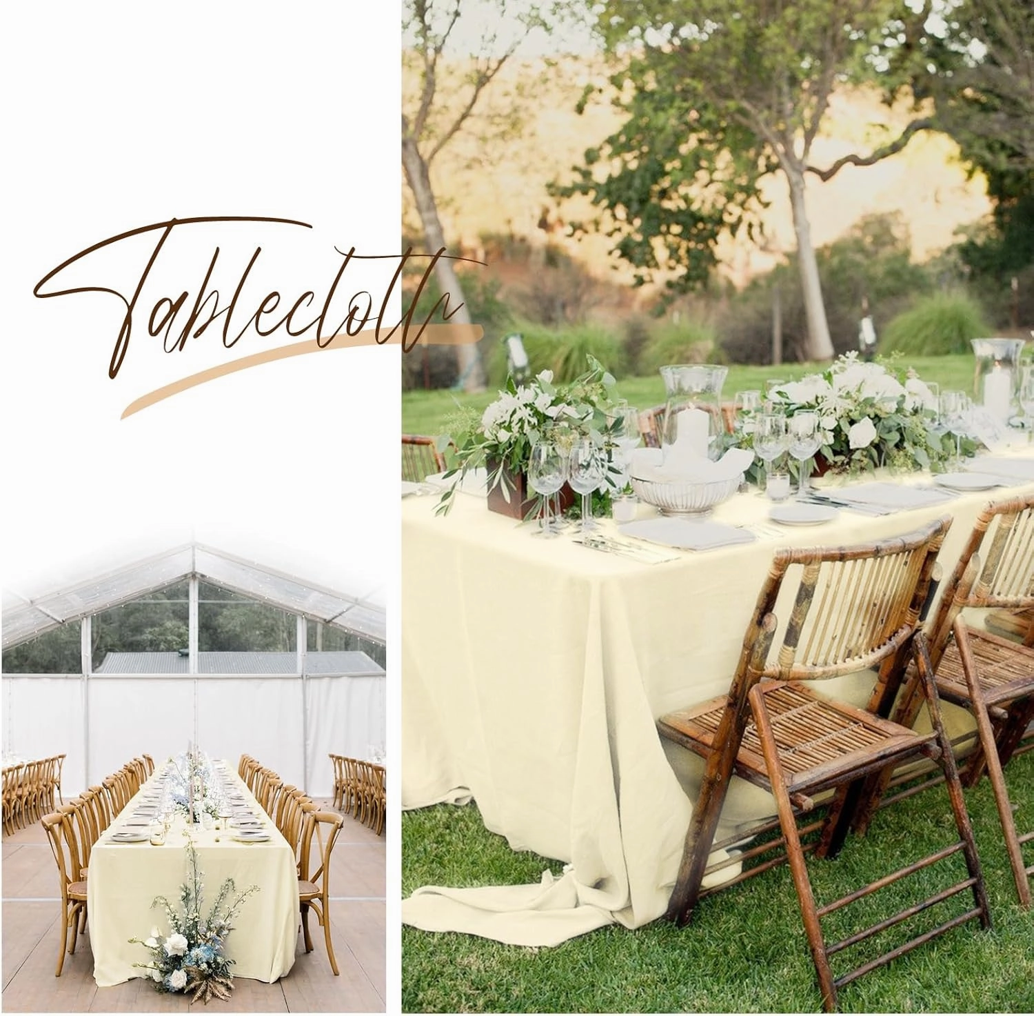 10 Pack 60 x 126 Inch Rectangle Tablecloth, Beige Tablecloth for 8 Feet Rectangle Tables, Stain and Wrinkle Resistant Washable Fabric Table Cloth for Wedding Dining Table Buffet Parties Camping
