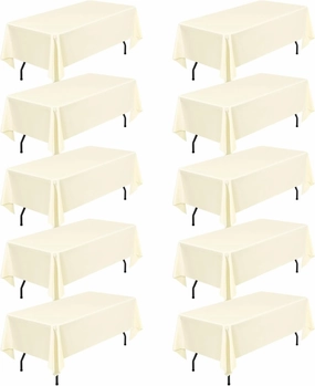 10 Pack 60 x 126 Inch Rectangle Tablecloth, Beige Tablecloth for 8 Feet Rectangle Tables, Stain and Wrinkle Resistant Washable Fabric Table Cloth for Wedding Dining Table Buffet Parties Camping