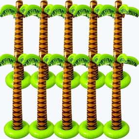 10 Pieces 66 Inch Inflatable Palm Trees Jumbo Coconut Tree Blow Up Palm Trees for Summer Tropical Beach Hawaiian Party Decoration