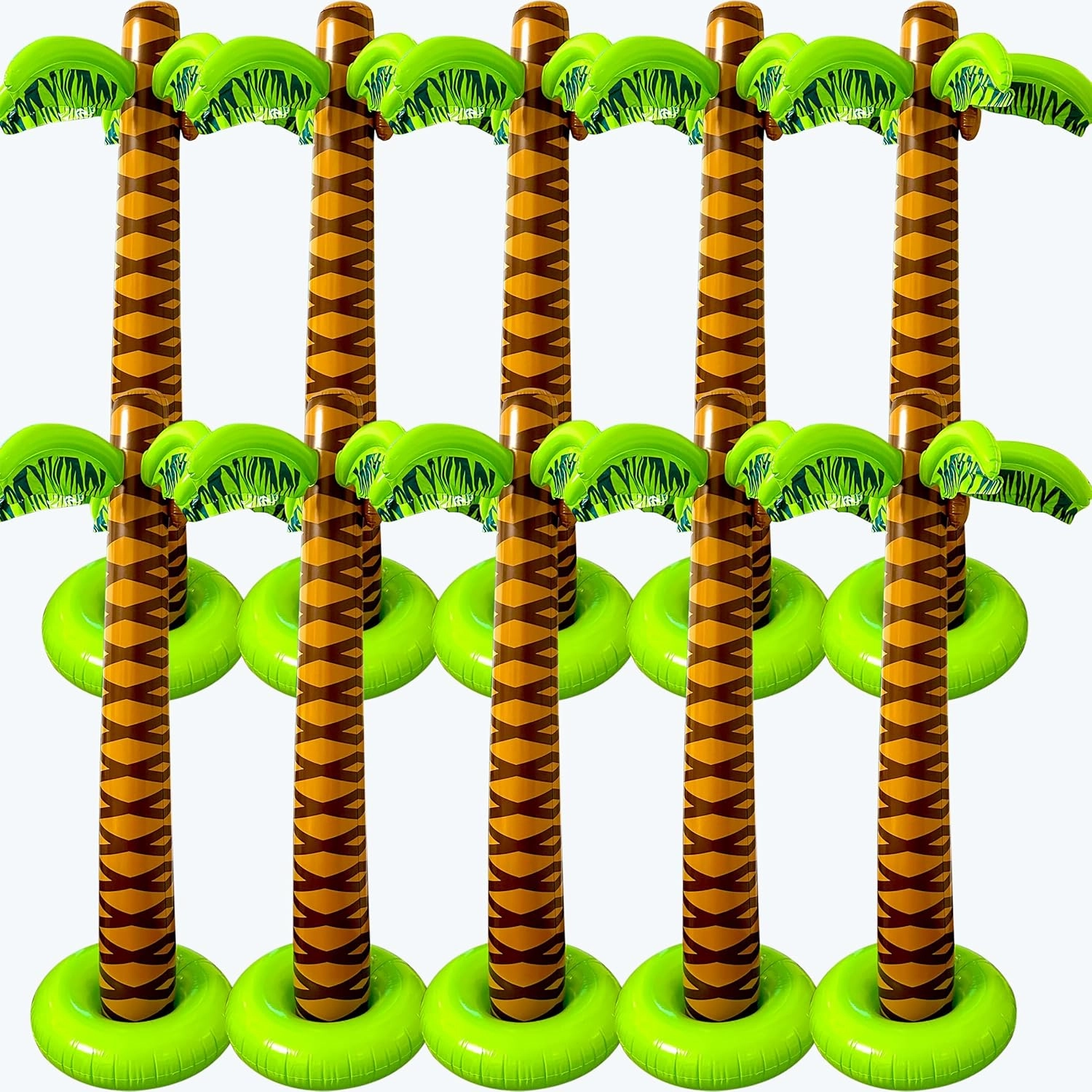 10 Pieces 66 Inch Inflatable Palm Trees Jumbo Coconut Tree Blow Up Palm Trees for Summer Tropical Beach Hawaiian Party Decoration
