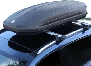 12 Cubic Feet Hard Shell Top Mount Carrier, Rooftop Cargo Box Carrier, Dual-Side Opening, Universal Fit for Cars & SUVs, Waterproof ABS Material with Secure Straps & Keys