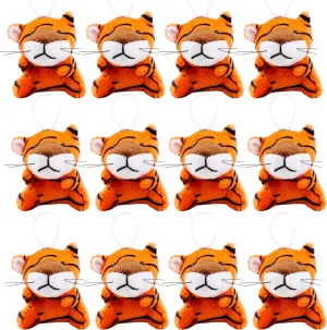 12 Pack Mini Stuffed Tiger Animals Toys Small Plush Tiger Animal Keychain Toy Tiny Stuffed Animal Plush Toy for Birthday Carnival Prizes Party Favors Gifts