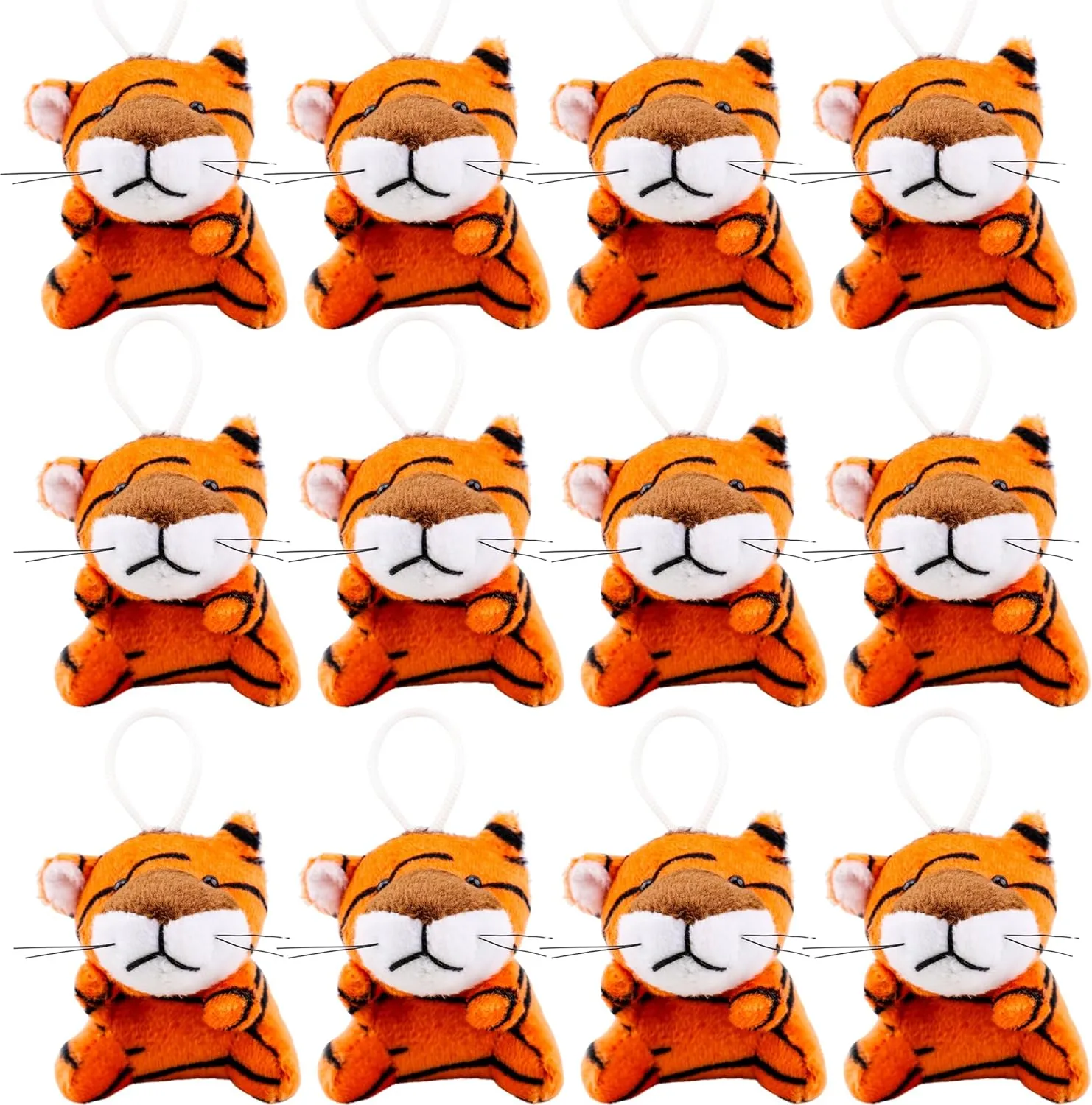 12 Pack Mini Stuffed Tiger Animals Toys Small Plush Tiger Animal Keychain Toy Tiny Stuffed Animal Plush Toy for Birthday Carnival Prizes Party Favors Gifts