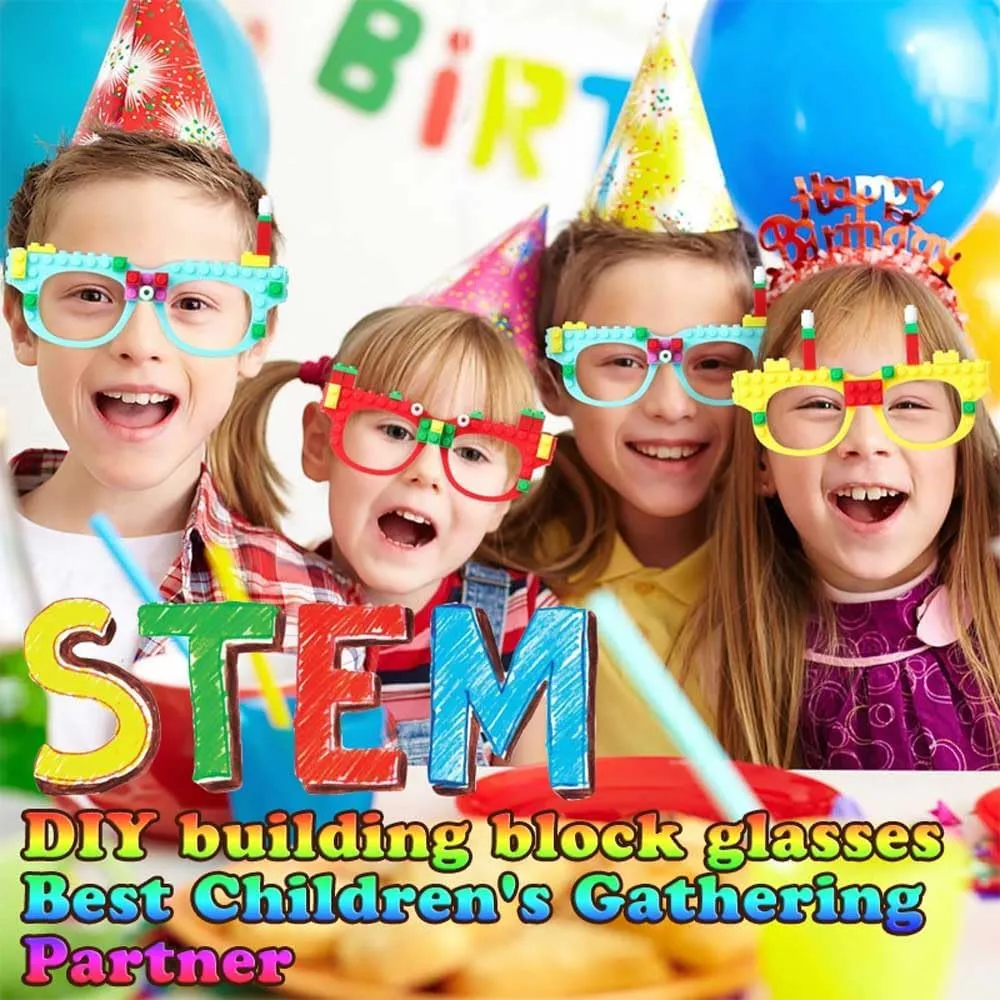 12 PCS DIY Building Blocks Glasses Building Bricks Games Party Favor for Kids Gift,Classroom Gifts,Glasses Toys Party Supplies Decorations for Birthday Christmas Carnival