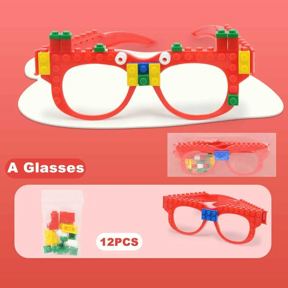 12 PCS DIY Building Blocks Glasses Building Bricks Games Party Favor for Kids Gift,Classroom Gifts,Glasses Toys Party Supplies Decorations for Birthday Christmas Carnival