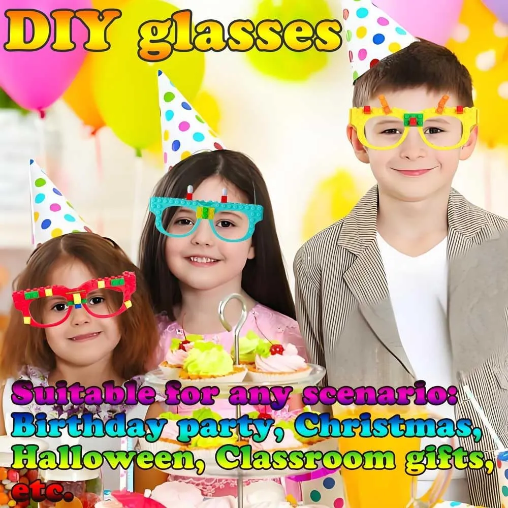12 PCS DIY Building Blocks Glasses Building Bricks Games Party Favor for Kids Gift,Classroom Gifts,Glasses Toys Party Supplies Decorations for Birthday Christmas Carnival