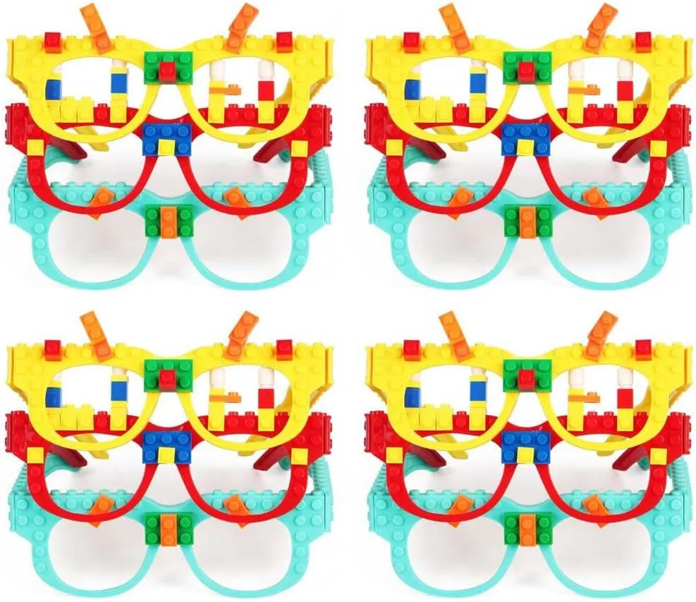 12 PCS DIY Building Blocks Glasses Building Bricks Games Party Favor for Kids Gift,Classroom Gifts,Glasses Toys Party Supplies Decorations for Birthday Christmas Carnival