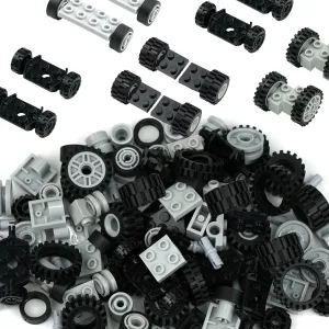 122pcs Wheels and Axles Set, Car Parts Chassis Pieces Tires Building Blocks, Compatible with Classic Bricks Toys