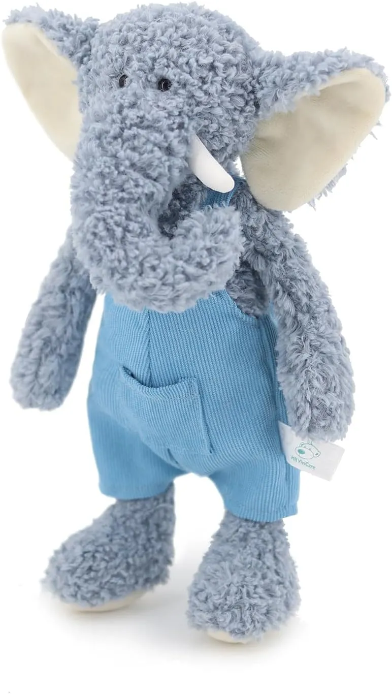 13" Soft Blue Elephant Stuffed Animals for Boys and Girls,Cuddly Knitted Dressed Stuffed Elephant Plush Toys for Newborn Babies and Kids,Great Gifts on Birthday,Christmas,Machine Washable