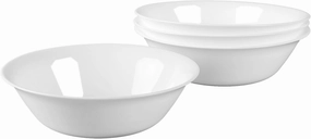 14 OZ (16 OZ MAX) White Opal Glass Cereal Bowl Set of 4, 6.5 inch Dishwasher & Microwave Safe Round Bowls for Soup, Salad and Rice