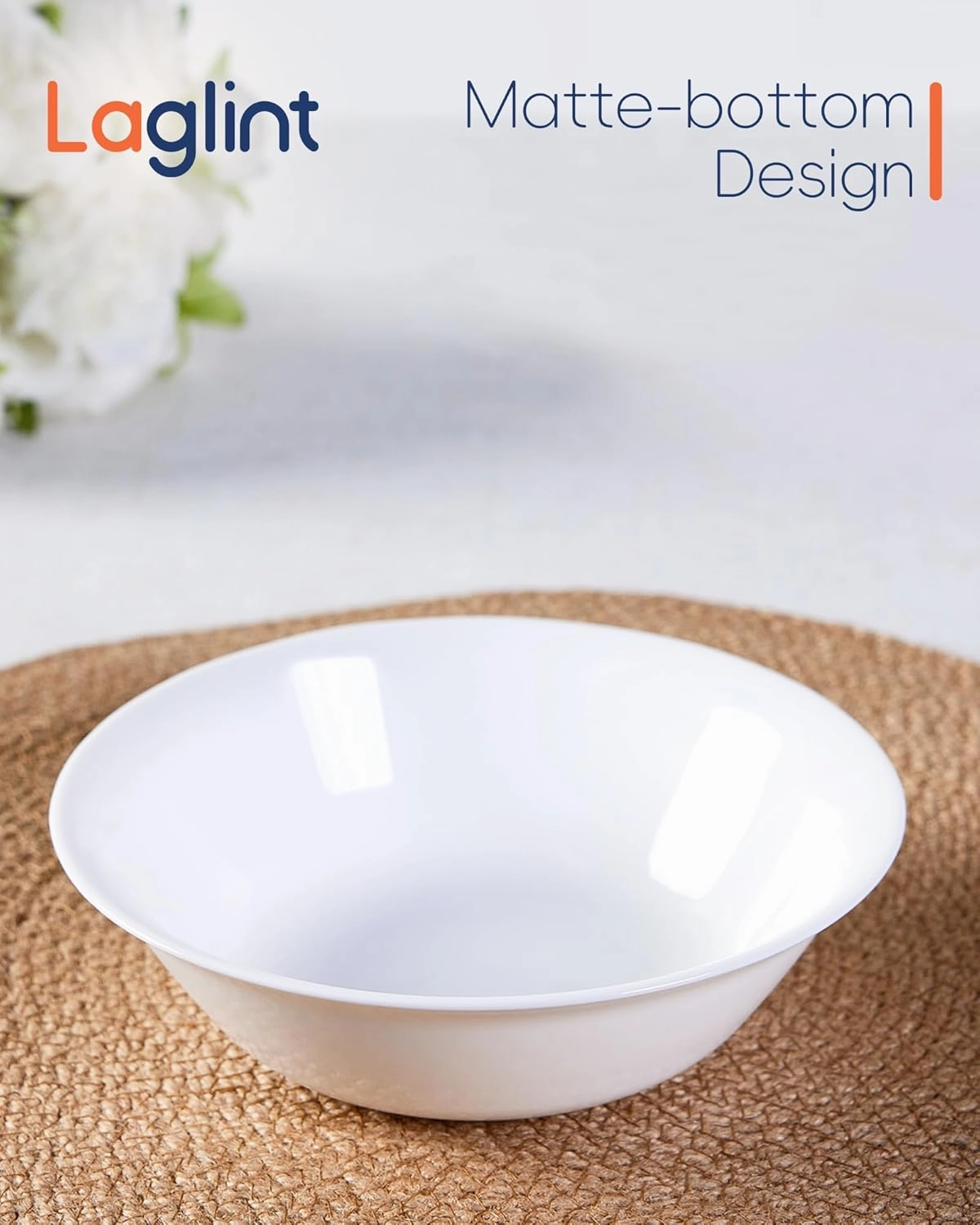 14 OZ (16 OZ MAX) White Opal Glass Cereal Bowl Set of 4, 6.5 inch Dishwasher & Microwave Safe Round Bowls for Soup, Salad and Rice