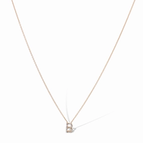 14K Rose Gold Letter 'B' Diamond Pendant Necklace