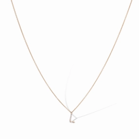 14K Rose Gold Letter 'L' Diamond Pendant Necklace