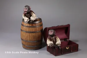 1:6 Scale Pirate Monkey Bucket Treasure Chest Set Figure Resin Animal Model Collector Creative Decoration Gift for Adult