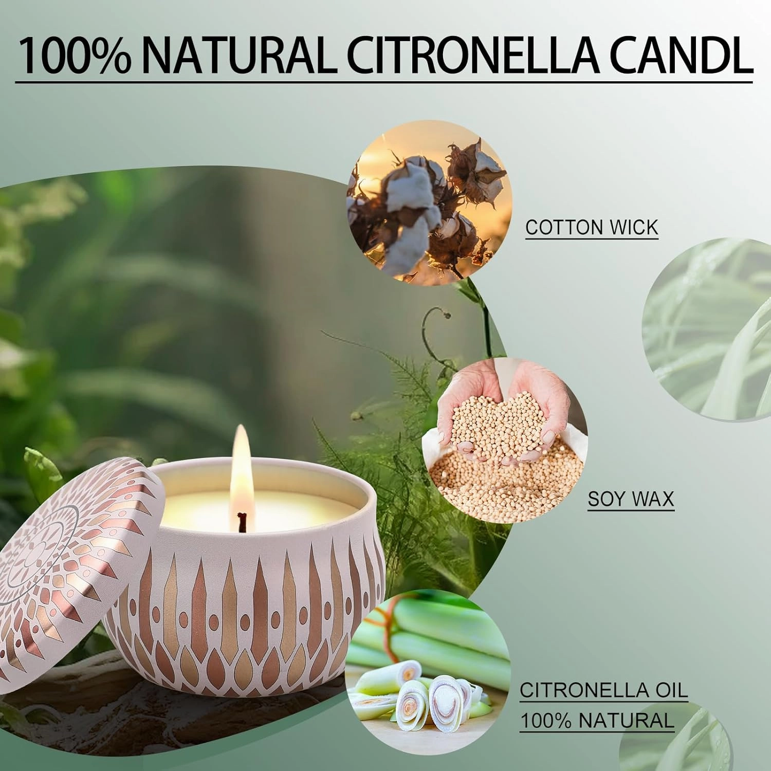 16 Pack Citronella Candles Outdoor, Scented Citronella Candles Set with Fresh Citronella Oil and Natural Soy Wax for Camping, Garden, Patio, Yard, Balcony
