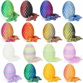 16PCS 3D Printed Dragon Eggs with Dragon Inside,Movable Dragon Realistic Slithering Design,3D Printed Dragon 3D Printed Dragon Toys Set, 3D Animals Collectibles for Adults and Kids - 8.7in
