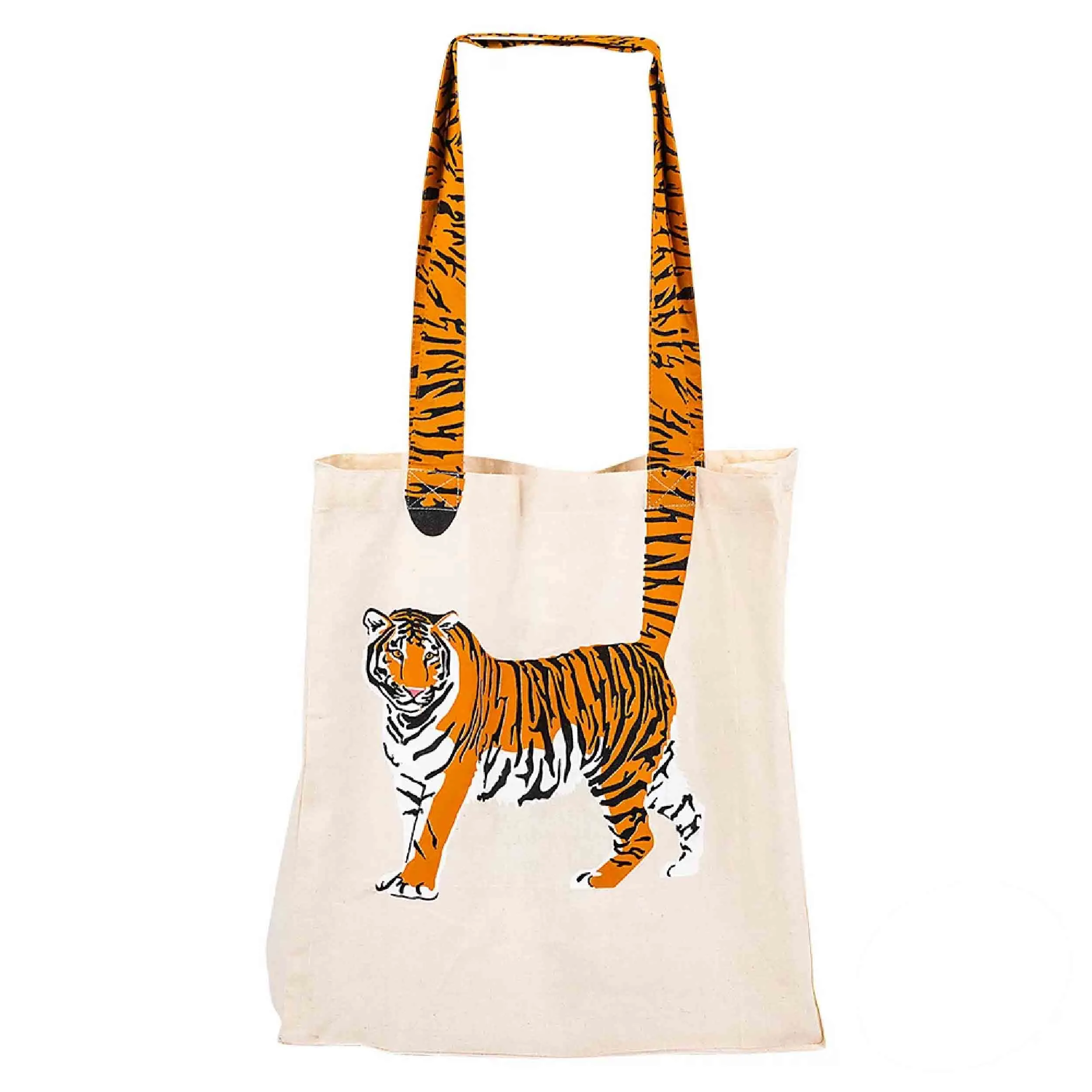 16" Tiger Tail Eco-Friendly Canvas Bag - Reusable Zoo Gift Shop Bag