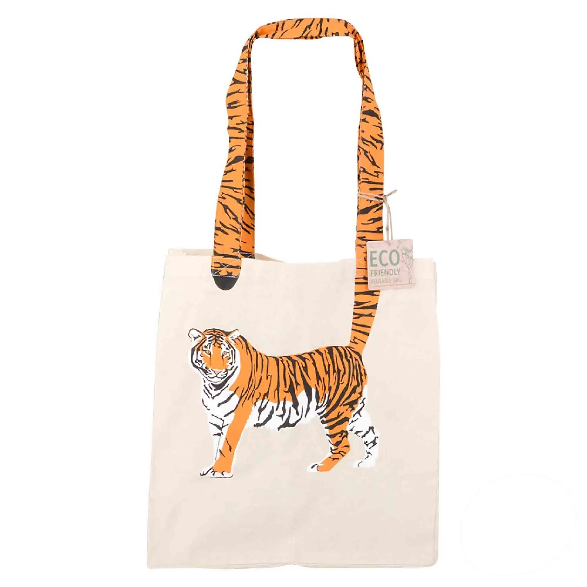 16" Tiger Tail Eco-Friendly Canvas Bag - Reusable Zoo Gift Shop Bag