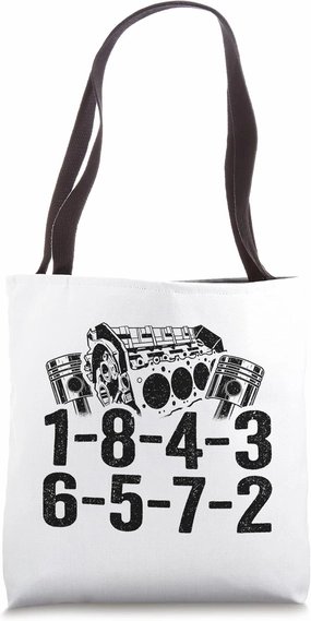 1-8-4-3-6-5-7-2 Firing Order Big Block V8 Car Guy Garage Tote Bag