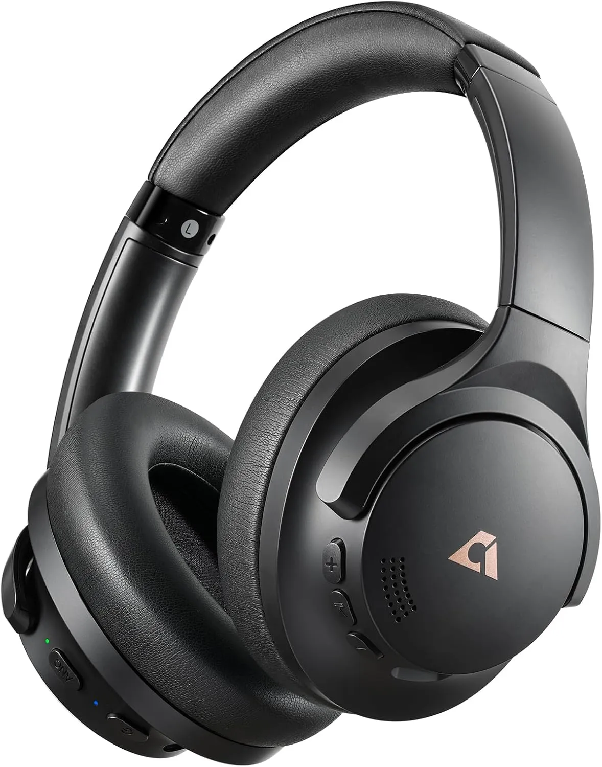 1Mii Y8 Noise Cancelling Headphones Bluetooth, Wireless LDAC Hi-Res Audio, Custom EQ, 75H Playtime, Comfort Fit, Over Ear Headphones Foldable for Airplane Travel Home Office - App Enhanced Black