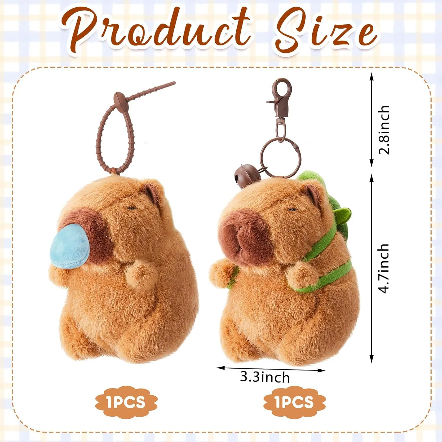 2 Pcs Capybara Plush Keychain Capybara Stuffed Animals Toy Pendant for Graduation Gifts Exchange Birthday Party(Turtle Bag, Snot)