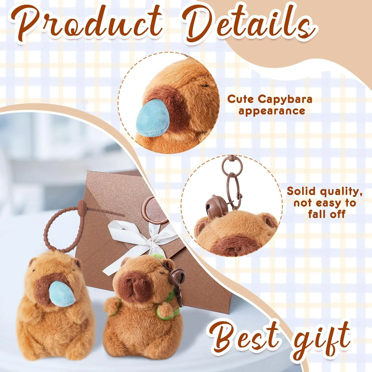 2 Pcs Capybara Plush Keychain Capybara Stuffed Animals Toy Pendant for Graduation Gifts Exchange Birthday Party(Turtle Bag, Snot)