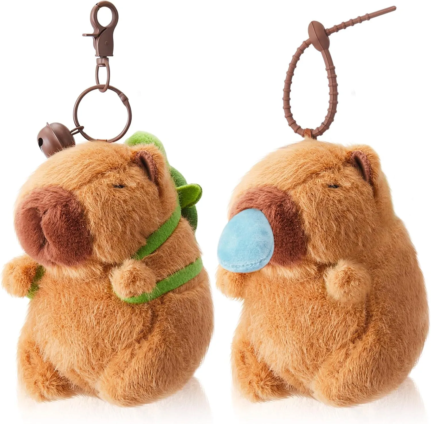 2 Pcs Capybara Plush Keychain Capybara Stuffed Animals Toy Pendant for Graduation Gifts Exchange Birthday Party(Turtle Bag, Snot)
