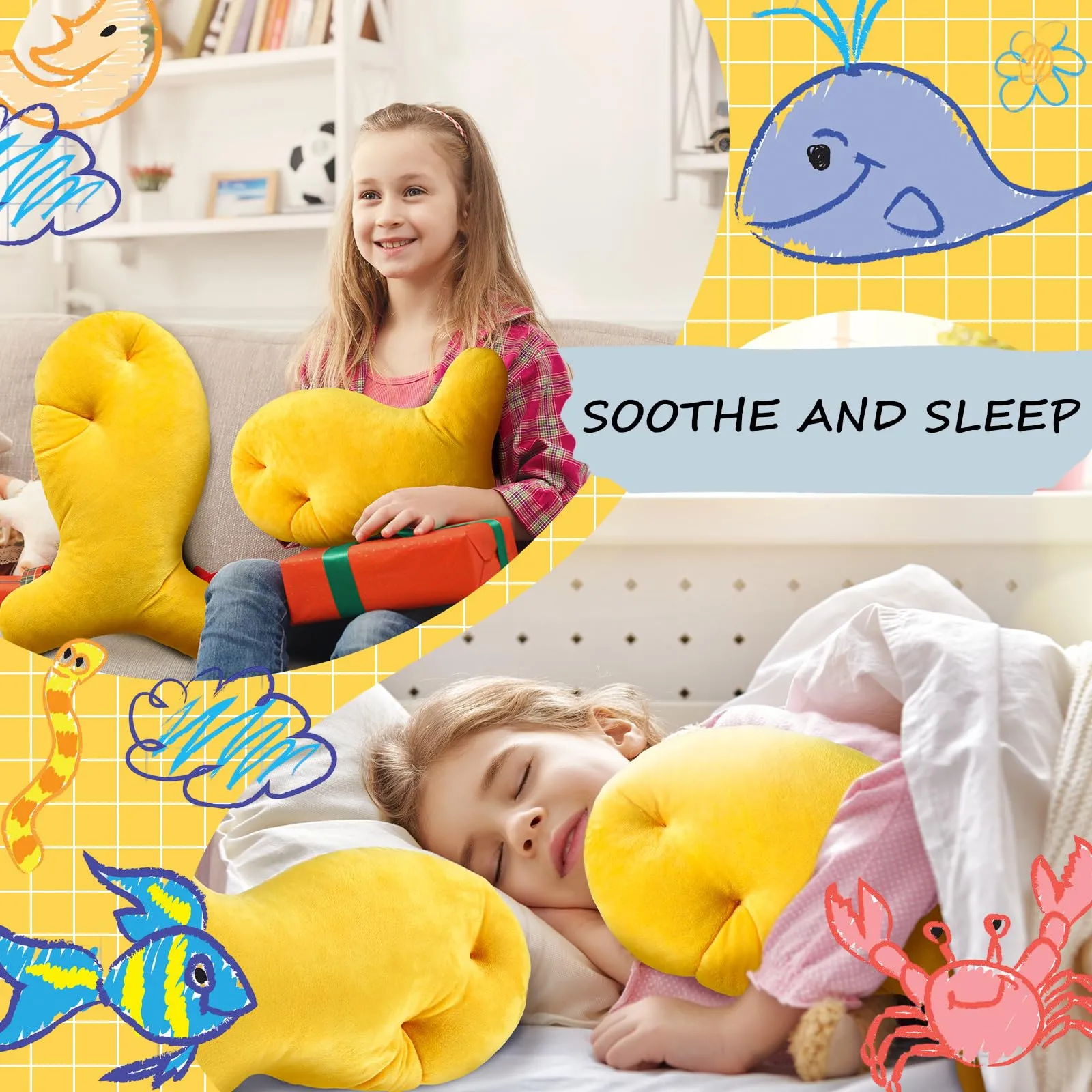 2-Piece Goldfish Nuggets Plush Throw Pillow Set