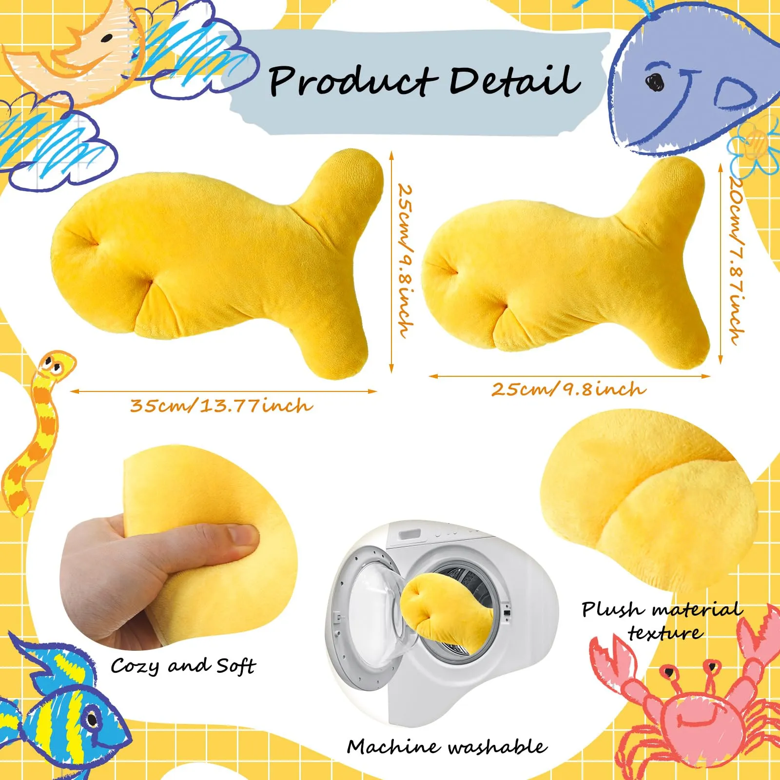 2-Piece Goldfish Nuggets Plush Throw Pillow Set