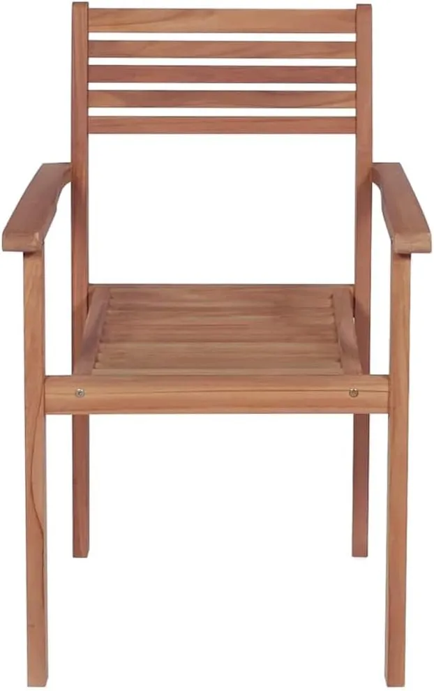 2-Piece Teak Wood Patio Chairs with Red Cushions, Stackable Outdoor Lounge Chairs for Poolside, Garden, Camping, and Backyard