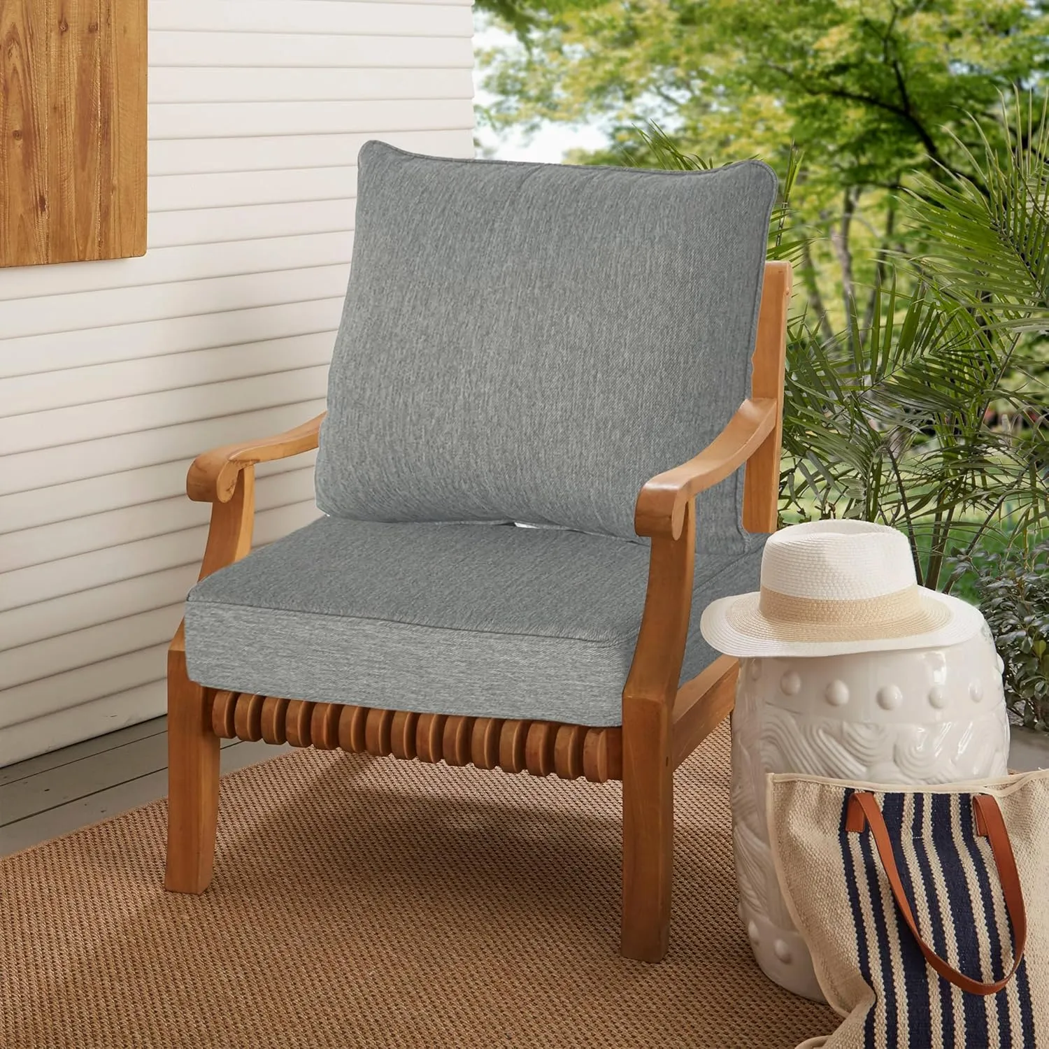 22x24 inch Outdoor/Indoor Deep Seat Patio Cushions Set of 2 Deep Seat Bottom Resilient Foam Filling with Zipper Stain-Resistant UV Resistant Weather Resistant Gray
