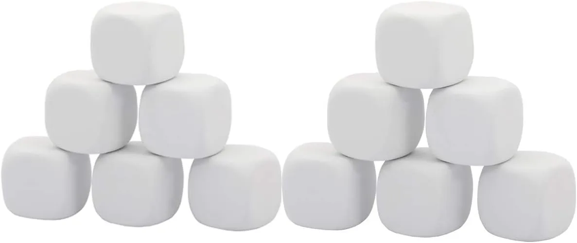 2.5 Inch White EVA Foam Dices for Kids Graffiti, Building Blocks,Creative Painting,Party Supplies, 12 PCS