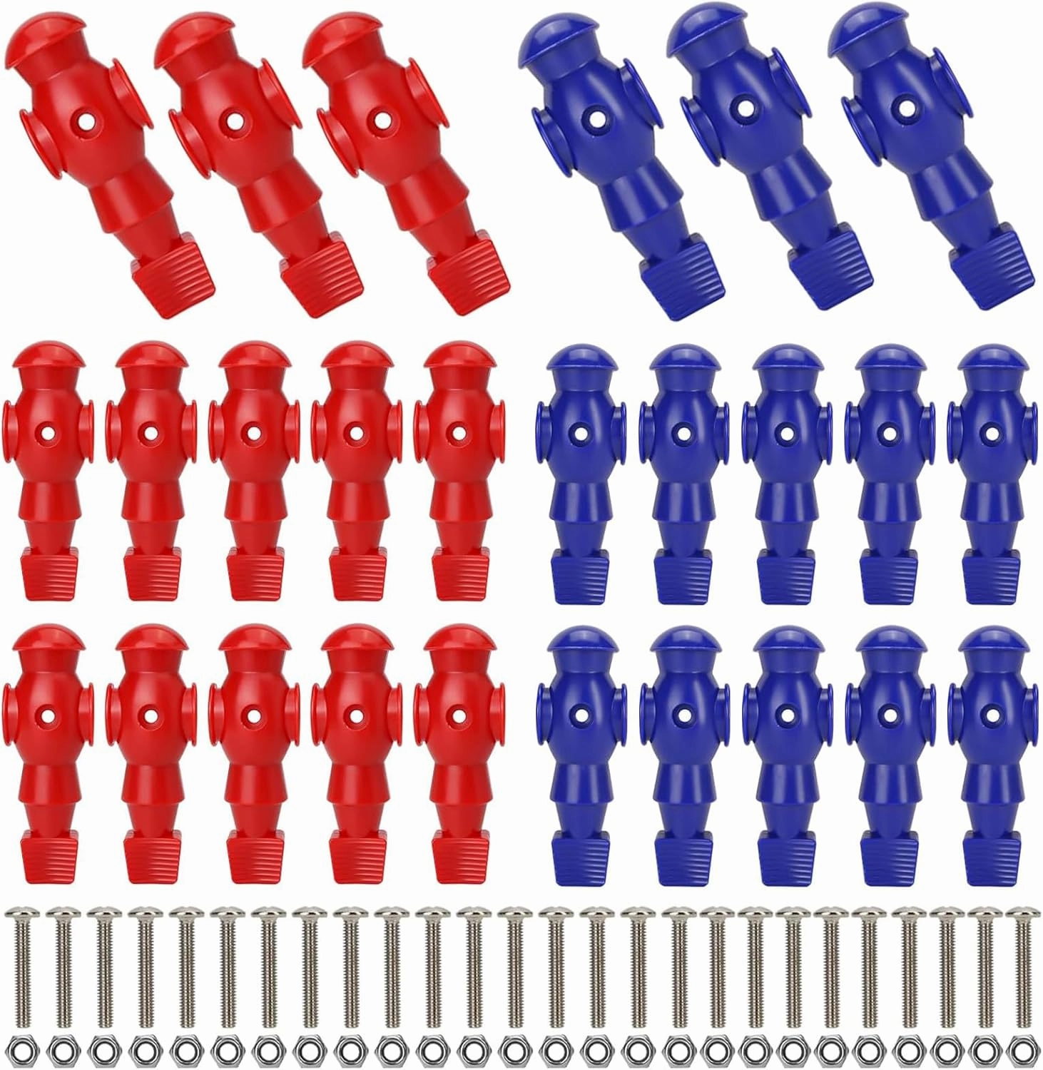 26pcs Foosball Men Replacement, Soccer Player Set Football Players Parts Foosball Man Table Player Football Machine Accessories Replacement Parts (Red & Blue)