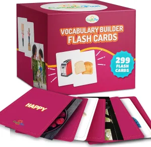 299 Vocabulary Builder Flash Cards, Educational Photo Cards for Home, Speech Therapy Materials, ESL Teaching Materials Includes Emotions, Matching Go Togethers, Nouns, Opposites, Prepositions, Verbs