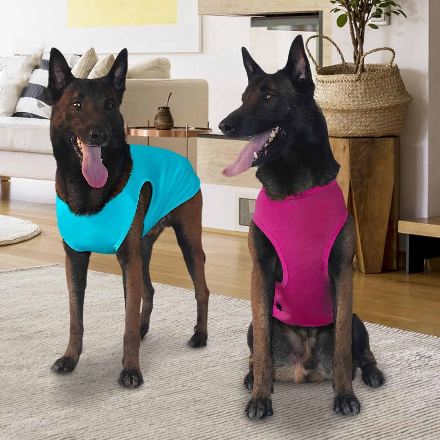2 Pack Dog Shirts, Ice Pet Vest Dog Clothes for Instant Cooling, Ultra Lightweight Breathable Sleeveless T-Shirts for Large Dogs, Purple Blue (M)