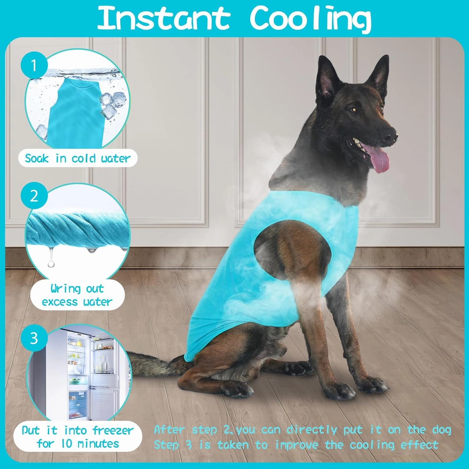 2 Pack Dog Shirts, Ice Pet Vest Dog Clothes for Instant Cooling, Ultra Lightweight Breathable Sleeveless T-Shirts for Large Dogs, Purple Blue (M)