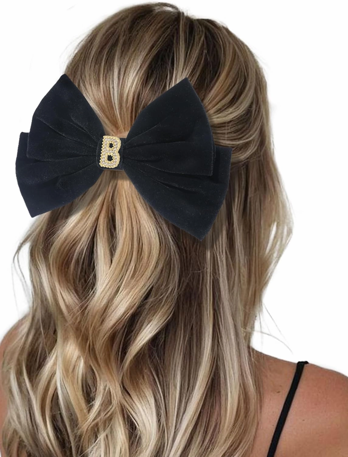 2Pcs Velvet Hair Bows Set – Black & Burgundy Elegant Bow Clip & Long Ribbon Hair Clip, Personalized Hair Accessories for Women, Girls & Kids, Gift for Weddings, Birthdays, Christmas-B
