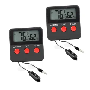 2Sets Digital Thermometer and Hygrometer for Reptile Tanks Accurate Temperature and Humidity Monitor for Turtle Tanks and Egg Hatching Safe Design with Back Clip