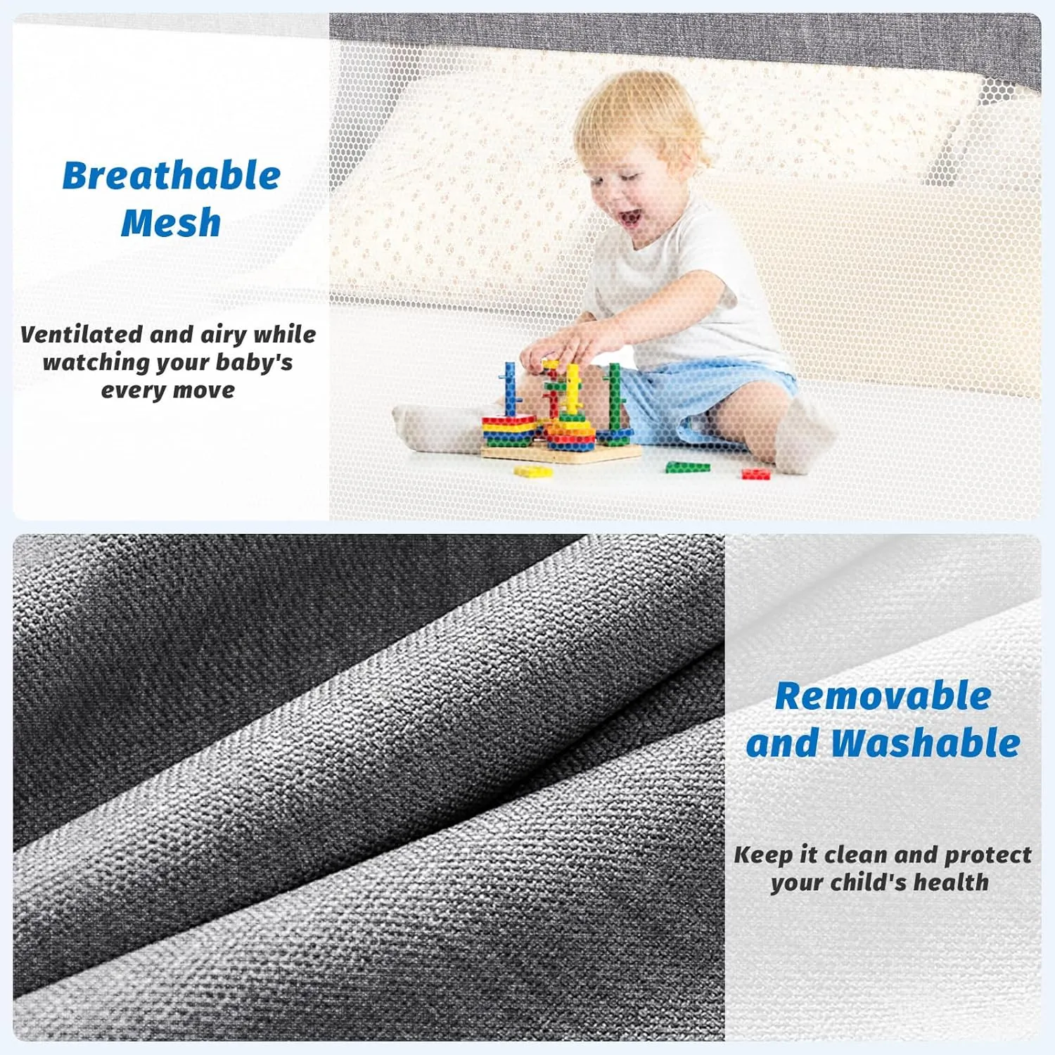 3-Piece Queen Size Bed Rails for Toddlers, with Headboard Rod -Height Adjustable Baby' Safety Bed Rails Guard for Queen Size Bed(3Pack 78.7"x78.7"x59"-Gray)
