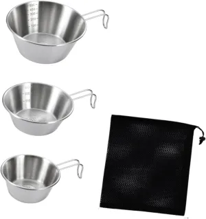 3 Pieces Camping Bowls Tableware Stainless Steel Lightweight Dinnerware Camp Bowls for Kitchen Hiking Backpacking Barbecue