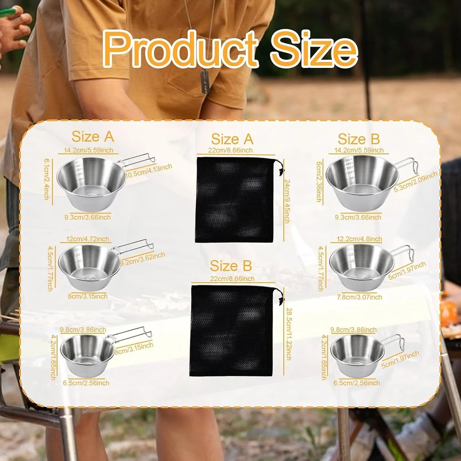 3 Pieces Camping Bowls Tableware Stainless Steel Lightweight Dinnerware Camp Bowls for Kitchen Hiking Backpacking Barbecue