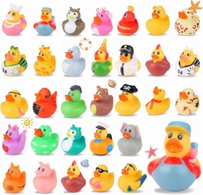 30 Pack Rubber Ducks in Bulk, Rubber Duck for Jeeps Ducking - 2.6 Inch Bulk Mini Floater Duckies for Kids Toddler Summer Pool - Baby Bath Toy Assortment - Party Favors, Birthdays Gifts, Bath Time