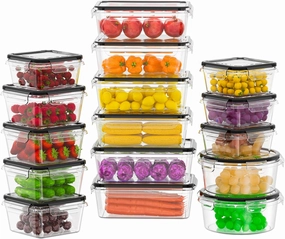 32 Piece Airtight Plastic Food Storage Containers with Lids (16-Pack 360oz)